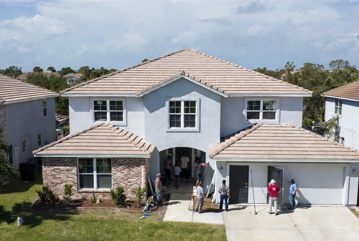 Aerial view of full impact window and door replacement project